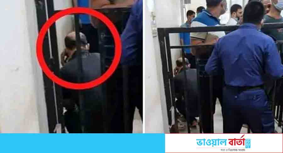 কাঠগড়ায় বসে ওসি প্রদীপের কথা বলার ছবি ভাইরাল
